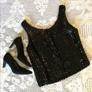 ❤️True vintage 60's Black sequin crop top